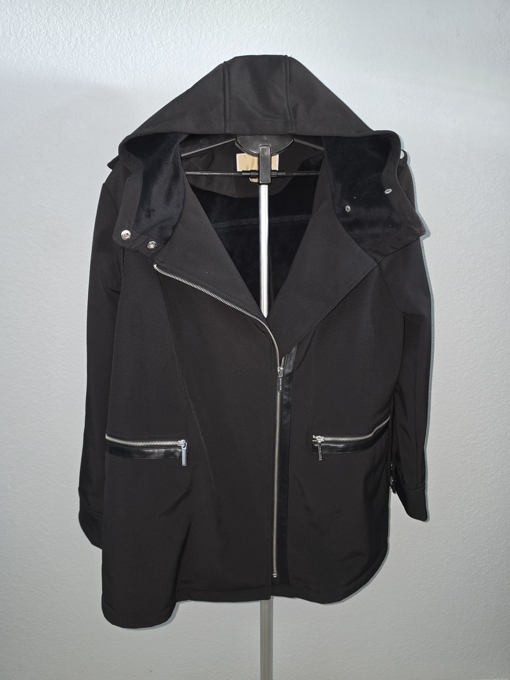 Michael Kors Women's Asymmetrical-Zip Softshell Hooded Jacket